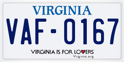 VA license plate VAF0167
