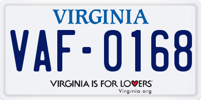 VA license plate VAF0168