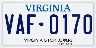 VA license plate VAF0170