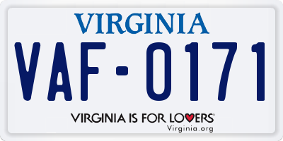 VA license plate VAF0171