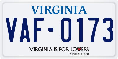 VA license plate VAF0173