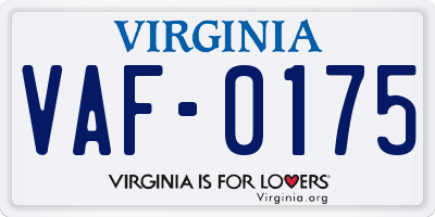VA license plate VAF0175