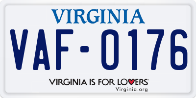 VA license plate VAF0176