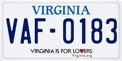 VA license plate VAF0183