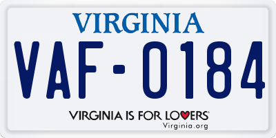 VA license plate VAF0184