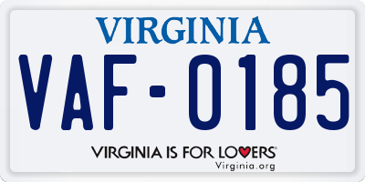 VA license plate VAF0185