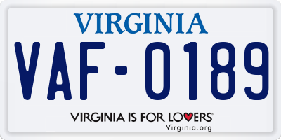 VA license plate VAF0189