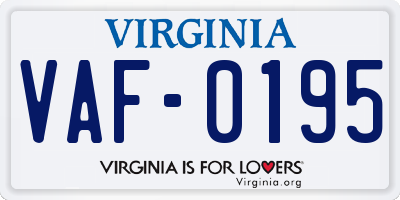 VA license plate VAF0195