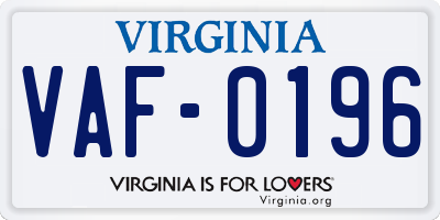 VA license plate VAF0196