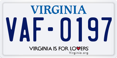 VA license plate VAF0197