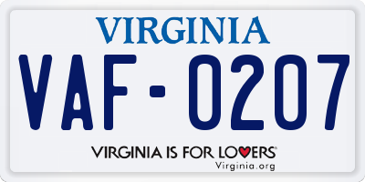VA license plate VAF0207