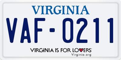 VA license plate VAF0211