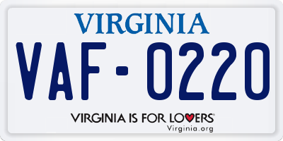 VA license plate VAF0220