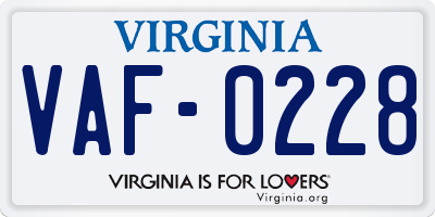 VA license plate VAF0228