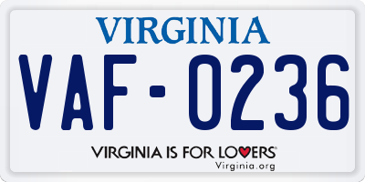 VA license plate VAF0236