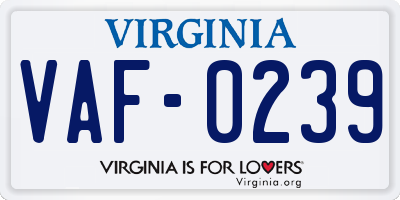 VA license plate VAF0239