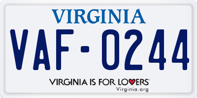 VA license plate VAF0244