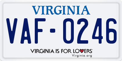 VA license plate VAF0246