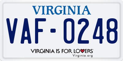 VA license plate VAF0248