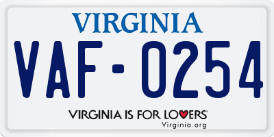 VA license plate VAF0254