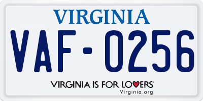 VA license plate VAF0256
