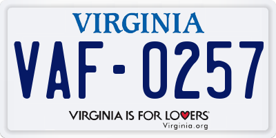 VA license plate VAF0257