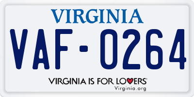 VA license plate VAF0264