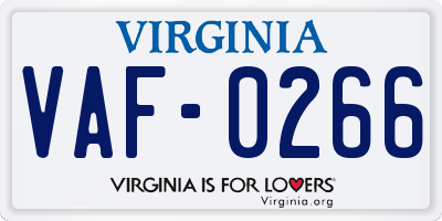 VA license plate VAF0266