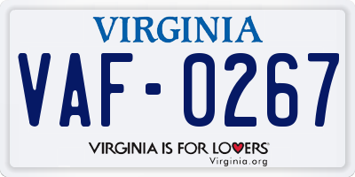 VA license plate VAF0267