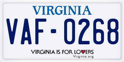 VA license plate VAF0268