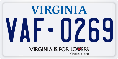 VA license plate VAF0269