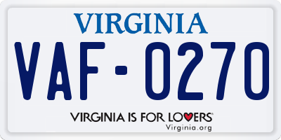 VA license plate VAF0270