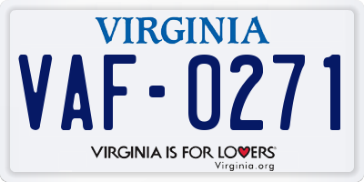 VA license plate VAF0271