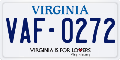 VA license plate VAF0272