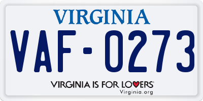 VA license plate VAF0273
