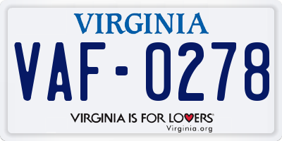 VA license plate VAF0278