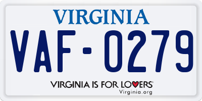VA license plate VAF0279