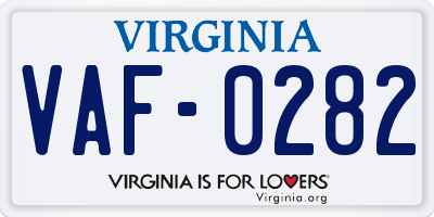 VA license plate VAF0282