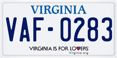 VA license plate VAF0283