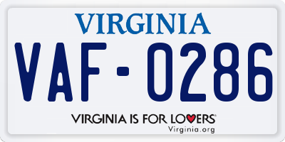 VA license plate VAF0286