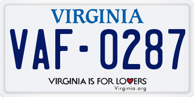 VA license plate VAF0287