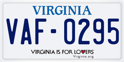 VA license plate VAF0295
