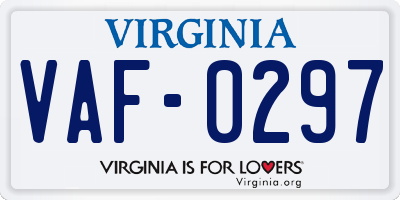 VA license plate VAF0297