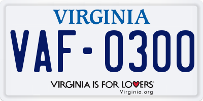VA license plate VAF0300