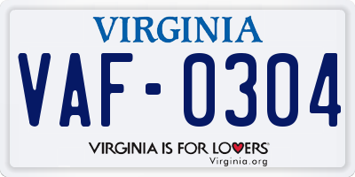 VA license plate VAF0304