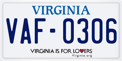 VA license plate VAF0306