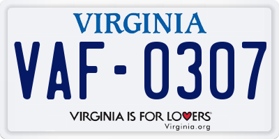 VA license plate VAF0307