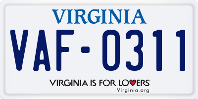 VA license plate VAF0311