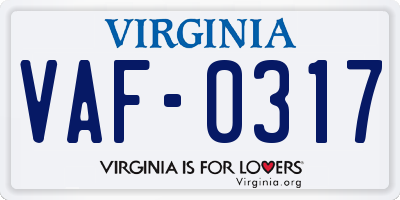 VA license plate VAF0317
