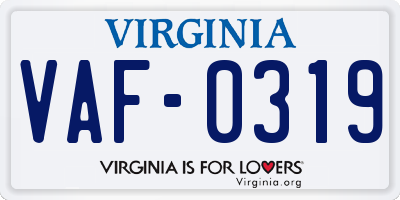 VA license plate VAF0319